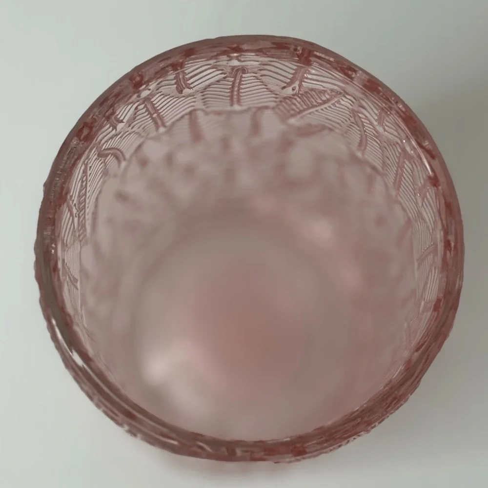 Lifestyle Products Pink Embossed Glass Container Jar With Lid
